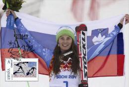 Spain 2014 - XXII Olimpics Winter Games Sochi 2014 Special Golds Medals Maxicard - Tina Maze - Winter 2014: Sochi
