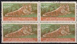 Used Block Of 4. Leopard Cat, Animal, 9th Series Definitve, India, - Used Stamps