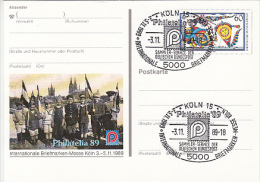 KOLN PHILATELIC EXHIBITION, PC STATIONERY, ENTIER POSTAUX, 1989, GERMANY - Cartes Postales Illustrées - Oblitérées