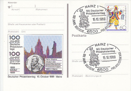 MAINZ PHILATELIC EXHIBITION, CARNIVAL, CLOWN, PC STATIONERY, ENTIER POSTAUX, 1989, GERMANY - Cartes Postales Illustrées - Oblitérées