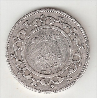 *tunesia  1 Franc 1892 A   Km 224  Vf - Tunisie