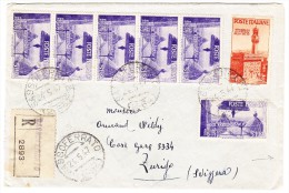 Italien 1947 R-Brief Von SASSOFERRATO Nach Zürich Mit Guter Frankatur - 1946-47 Période Corpo Polacco