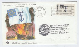 USA BOY SCOUTS 7TH NATIONAL JAMBOREE IDAHO 5TH DAY HISTORIC FLAGS FDC 1969 - Covers & Documents