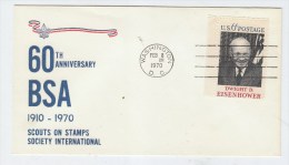 USA BOY SCOUTS 60TH ANNIVERSARY SCOUTS ON STAMPS FDC 1970 - Storia Postale