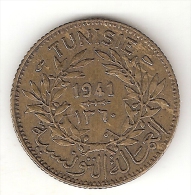 *tunesia  1 Franc 1941  Km 247  Xf+ !!!! - Tunisia