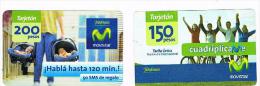 URUGUAY - TELEFONICA MOVISTAR (GSM RECHARGE) -  LOT OF 2 DIFFERENT  - USED  -  RIF. 8817 - Uruguay