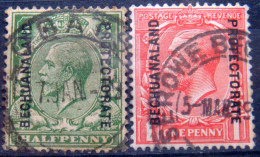 BECHUANALAND PROTECTORATE 1913 1/2d,1d King George V USED Scott83,84 CV$3.25 - 1885-1964 Protectorat Du Bechuanaland