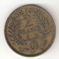 Tunesia  2 Francs 1945  Km 248   Vf+ - Tunisie