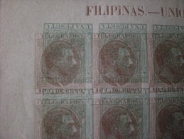 Espagne Spain COLONIE Filippine Alfonso IIX 1881- 1888 Stamps-Telegraphe Imperf Big Variety!! Duble Color! Green ,brown! - Philippines