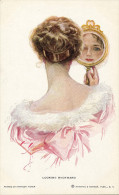 HARRISON FISHER, WOMAN WITH MIRROR, LOOKING BACKWARD, NM Cond. PC, Unused, No 400, R&N - Fisher, Harrison