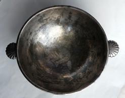 COUPE EN METAL ARGENTE CHRISTOFLE 1847 SUR PIEDOUCHE AUX ANSES A DECOR DE GODRON Poids 315 Grammes - Silverware