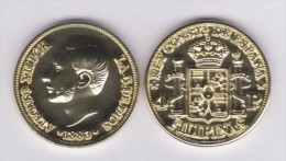 SPAIN / ALFONSO XII  FILIPINAS (MANILA)  4 PESOS  1.883  ORO/GOLD  KM#151  SC/UNC  T-DL-11.071 COPY  Del. Inter. - Münzen Der Provinzen