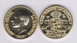 PHILIPPINES  (Spanish Colony-King Alfonso XII) 4 PESOS  1.883  ORO/GOLD  KM#151  SC/UNC  T-DL-11.071 COPY  Can. - Filippine