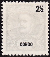 CONGO - 1898-1901-  D. Carlos I.   2 1/2 R.    D. 11 3/4 X 12   * MH   MUNDIFIL  Nº 14a - Congo Portugais