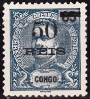 CONGO - 1905-  D. Carlos I, Com Sobretaxa. 50 R. S/  65 R.    (*) MNG   MUNDIFIL  Nº 54 - Portugees Congo