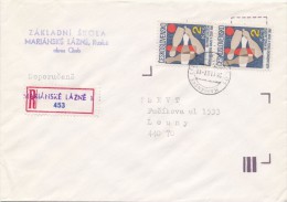 I8989 - Czechoslovakia (1987) Marianske Lazne 1 (provisional R-label); Stamp: 50th Anniversary Of Bowling Union CSSR - Bowls