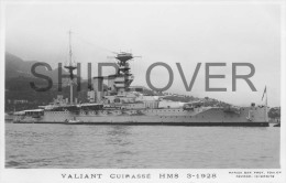 Cuirassé Britannique HMS VALIANT En Rade De Villefranche (Royal Navy) - Carte Photo Marius Bar - Bateau/ship/schiff - Oorlog