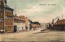 Dept Div - Somme - Ref- V872 -  Beauval - Rue Du Bourg - Carte Colorisee -  Carte Bon Etat - - Beauval