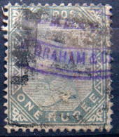 BRITISH INDIA 1882 1Re Queen Victoria USED SG101 CV£6 Watermark : Star - 1882-1901 Empire