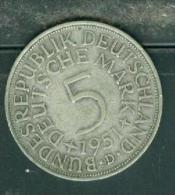 ALLEMAGNE - 5 MARK - 1951- METAL ARGENT  Pia7902 - 5 Marchi