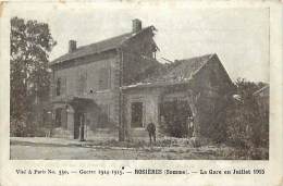 Dept Div - Somme - Ref- V843 -  Rosieres - Rosieres En Santerre - La Gare En Juillet 1915 - Gares - - Rosieres En Santerre