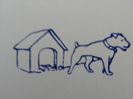 Ancien Tampon Scolaire Bois CHIEN & Sa NICHE Ecole French Antique Rubber Stamp DOG - Scrapbooking