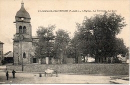 63. Saint Gervais D'auvergne. L'eglise, La Terrasse, La Cure - Saint Gervais D'Auvergne