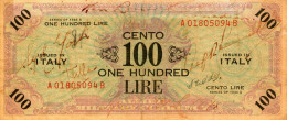 Italy,100 Lit. Serie:1943,P.M21b,Serial Number Prefix/suffix A-B,see Scan - Occupazione Alleata Seconda Guerra Mondiale