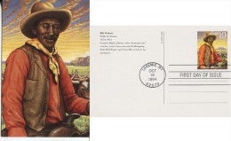 LEGENDS OF WILD WEST - BILL PICKETT USA 1994 FDC PRE-PAID POST CARD Law Hunting Prepaid - Indios Americanas