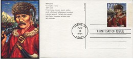 LEGENDS OF WILD WEST - KIT CARSON USA 1994 FDC UX 191 PRE-PAID POST CARD Law  Prepaid - Indiens D'Amérique