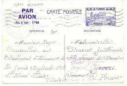 LSAU9- TUNISIE PAIRE DE EP CP AVION 1f80 TUNIS / ROYAT JANVIER OU AVRIL 1942 - CACHET DE LA GARDE BEYLICALE - Covers & Documents