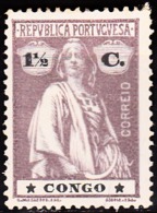 CONGO - 1914- Ceres.  1 1/2 C.  D. 15 X 14,  Papel Porcelana Médio, (l-l)  * MH   MUNDIFIL  Nº 102 - Congo Portuguesa