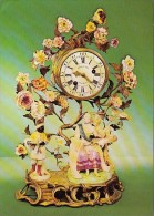 7375- ROCOCO STYLE PORCELAIN CLOCK, MEISSEN FLOWERS AND FIGURINES - Cartes Porcelaine