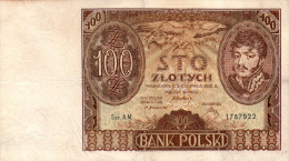 Poland,Polska,100 Zlotych, 2.6. 1932 ,P.74a,serie:AM,as Scan - Polonia