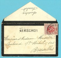 282 Op Naamkaartomslagje (carte-visite) /Rouwbrief (lettre De Deuil) Met Stempel BRUSSEL Met Naamstempel AERSCHOT - 1929-1937 Heraldieke Leeuw