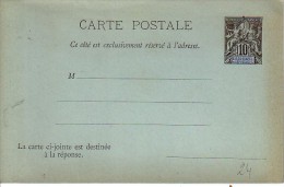 ENTIER POSTAL DE DIEGO SUAREZ.CARTE POSTALE AVEC CARTE POUR LA REPONSE - Brieven En Documenten