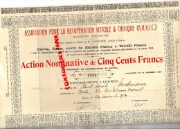 17 -  JONZAC-RARE ACTION DE 500 FRANCS- ASSOCIATION RECUPERATION VITICOLE ET CHIMIQUE - ARVIC- ME CASSAGNOU- 1929 - Altri & Non Classificati