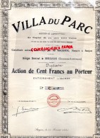 17 -  SAUJON - RARE ACTION DE 100 FRANCS AU PORTEUR- VILLA DU PARC- ME MASSIOU NOTAIRE -1924 - Otros & Sin Clasificación