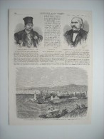 GRAVURE 1862. MARSEILLE; 1ER PAQUEBOT DE LA NAVIGATION DE L’INDOCHINE. GRECS; SENATEUR BULGARIS, CONSTANTIN CANARIS. - Estampas & Grabados