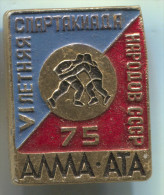 Wrestling, Sport, ALMA ATA, Russia, USSR, Metal, Vintage Pin, Badge, 30 X 23 Mm - Lotta