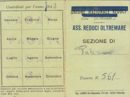 3-3598- Tessera Reduci Oltremare 1947 - Palermo - Autres & Non Classés