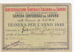 3-3599- Tessera C.C.I.L. 1948 Con Bollini - Roma - Otros & Sin Clasificación