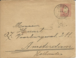 PORTUGAL - 1892 - ENVELOPPE ENTIER POSTAL 143x110 De LISBOA Pour AMSTERDAM (HOLLANDE) - Postwaardestukken