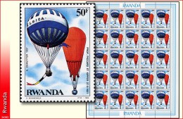 Rwanda 1207** 50Fr Ballons  Sheet / Feuille De 25  MNH - 1980-89: Nuevos