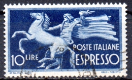 ITALY 1945 Express - Horse & Torch Bearer -   10l. - Blue  FU - Express Mail