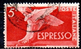 ITALY 1945 Express - Winged Foot Of Mercury - 5l. - Red FU - Correo Urgente