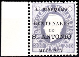 Lourenço Marques -1895, D. Luís L, C/ Sobga «Centº De S. António»  200 R.  P. Porc.  D. 12 3/4  (*) MNG  MUNDIFIL  Nº 21 - Lourenco Marques