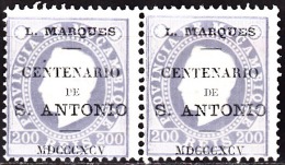 Lourenço Marques-1895, D. Luís L, C/ Sobga «Centº De S. António» 200 R. (PAR)P. Porc. D.12 3/4  (*)MNG   MUNDIFIL  Nº 21 - Lourenco Marques