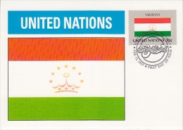 United Nations New York 1997 Flag Tajikistan 1v Maximum Card (18239) - Cartes-maximum