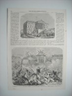 GRAVURE 1862. NOUVEAU PALAIS DE JUSTICE DE MARSEILLE. A SIKAWE, ENGAGEMENT ENTRE LES TROUPES FRANCAISES ET LES TAEPINGS. - Estampes & Gravures